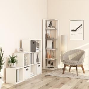 ETAGERE d'angle, 180 cm, 6 plateaux, bois blanc