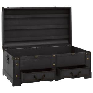 COFFRE/table en bois noir, avec tiroirs, style pirate