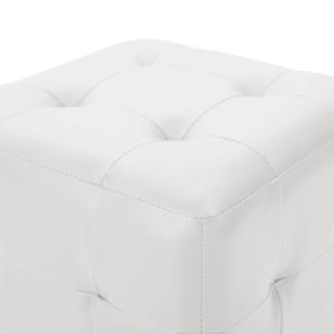 POUF cube, simili-cuir, BLANC, lot de 2