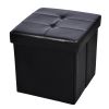 Pouf de rangement cube coffre tabouret  noir