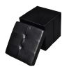 Pouf de rangement cube coffre tabouret  noir