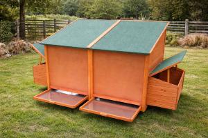 Poulailler, clapier, bois, 220 cm, sur roues