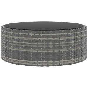 SALON de jardin résine tressée grise, demi cercle avec table basse