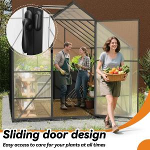 Serre de jardin aluminium noir – Polycarbonate 4 mm – Largeur 180 cm – 6 dimensions au choix