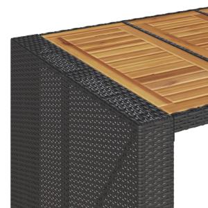 BAR de jardin en résine tressée noir et bois exotique + 6 tabourets