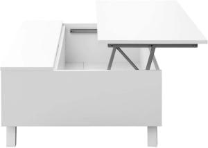 TABLE basse, 100 x 65 cm, plateau relevable, blanche, modèle THALES
