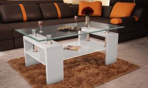 Table basse en verre design, blanche