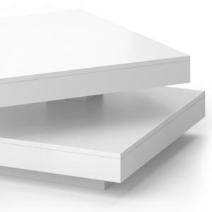 TABLE basse, pivotante, 2 niveaux, blanche, modèle MIRAGE