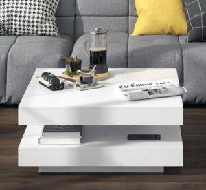 TABLE basse, pivotante, 2 niveaux, blanche, modèle MIRAGE