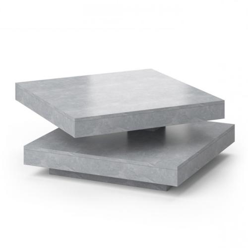 Table Basse Plateau Tournant 360 Bois Blanc Ou Gris