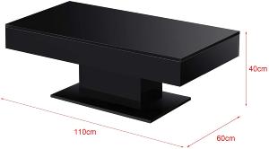 TABLE basse coulissante, 110 x 60 cm, noir laqué