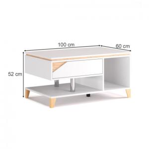 TABLE basse Luxe, 100 x 60 cm, bois blanc, modèle ELEGANT