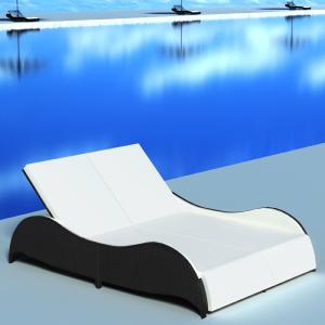TRANSAT bain de soleil, 2 personnes, en résine tressée noir