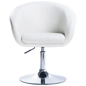 Fauteuil club pivotant blanc en simili cuir – Hauteur réglable