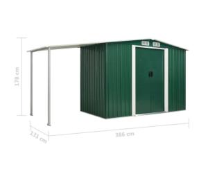 ABRI de jardin en métal galvanisé vert, 8 m²