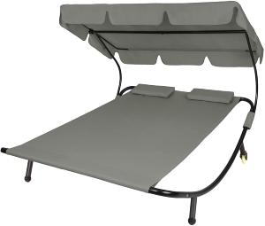 Chaise longue bain de soleil jardin 2 places, gris