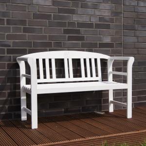 Banc de jardin design, bois exotique blanc, 2 personnes