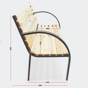 Banc de jardin, métal et bois, 120 cm