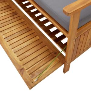 BANC de jardin bois exotique, 120 cm avec coffre de rangement