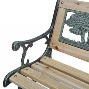 Banc de jardin pour enfants, bois massif, fonte