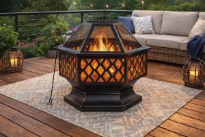 Brasero de jardin Ø 70 cm avec couvercle – Tisonnier et housse – ACCAPULCO