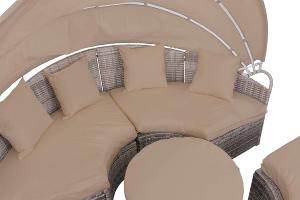 Canapé jardin, 185 cm, résine tressée, table télescopique, beige