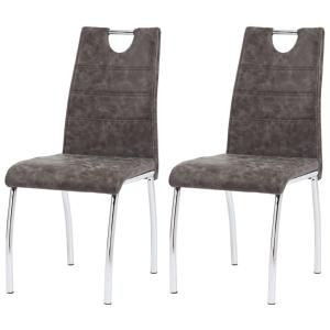 CHAISES salle à manger, similicuir marron, lot de 2