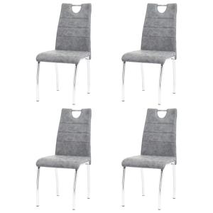 CHAISES salle à manger, similicuir gris, lot de  4