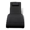 CHAISE longue cuir en noir, avec appui-tête 