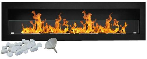 CHEMINEE ETHANOL Luxe inox noir mat ou laqué, 160 cm, 4 brûleurs, MAINE