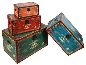 Coffre rangement bois vintage, 4 modules