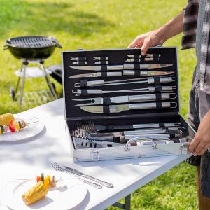 Coffret ustensiles barbecue INOX 25 pices