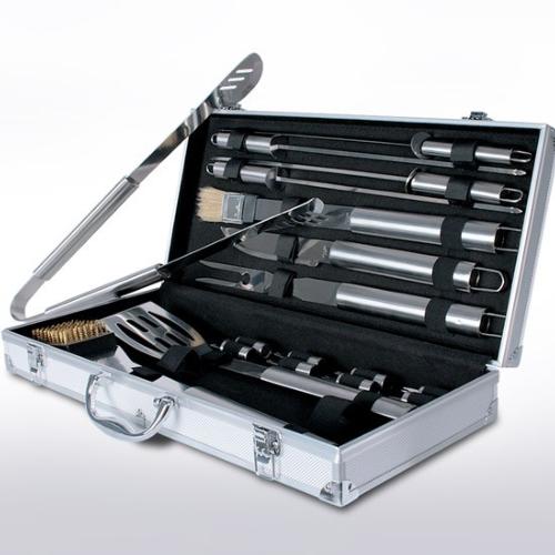 Coffret ustensiles barbecue INOX, 18 pièces