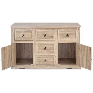 Commode bois naturel, 5 tiroirs, style campagnard