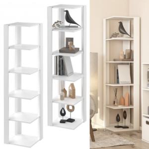 ETAGERE d'angle, 180 cm, 6 plateaux, bois blanc