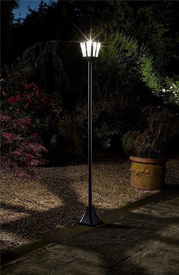 Lampe d'extérieur noir, solaire, 1,80 mètres, réglable