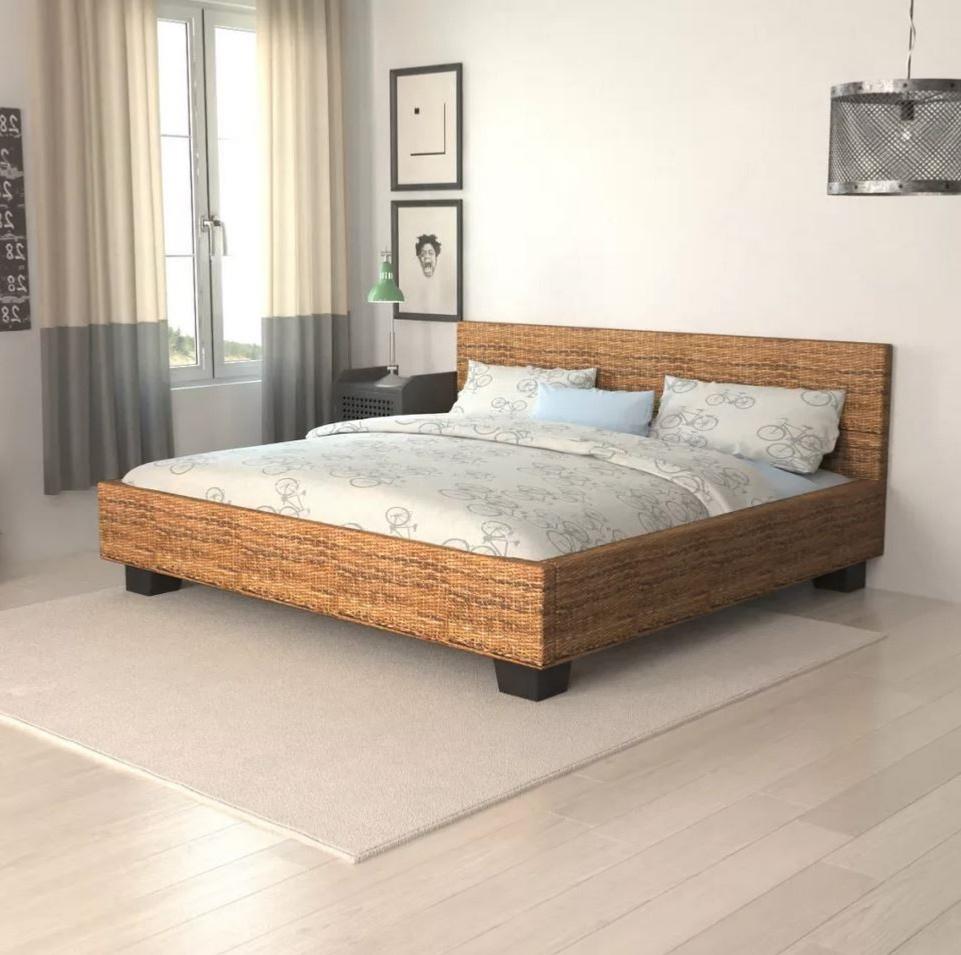 Lit 180 ou 140 x 200 cm, original en acajou et abaca.