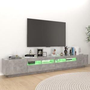 Ensemble meubles bas TV, gris béton, 260 cm, éclairage led, TRIVELA