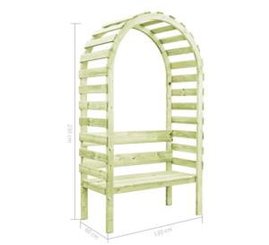 PERGOLA en bois FSC, 130 x 230 cm, avec banc