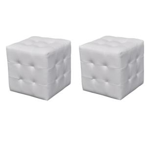 POUFS cube, simili-cuir, blanc