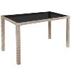 Salon de jardin résine tressée, gris/beige, 4 personnes