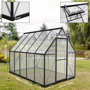 Serre de jardin aluminium noir – Polycarbonate 4 mm – Largeur 180 cm – 6 dimensions au choix