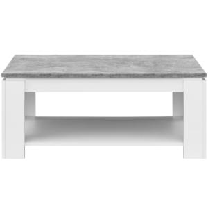 TABLE basse blanche, 100 cm, plateau gris béton relevable, GALION