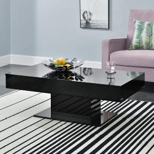 TABLE basse coulissante, 110 x 60 cm, noir laqué