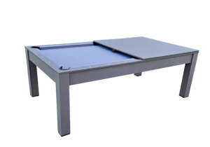 Table BILLARD/ping-pong, XXL 226 cm, grise, avec plateau salle à manger.