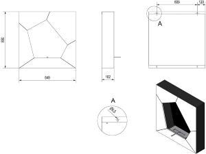 CHEMINEE bio-éthanol, design INOX, 85 x 85 cm, blanche