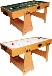 Table BILLARD / AIR-HOCKEY en bois 2 en 1, pliable