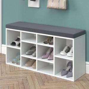 BANC avec espaces de rangement pour chaussures, BLANC