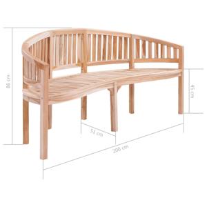 Banc de jardin 200 cm, demi cercle en teck massif