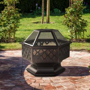 BRASERO de JARDIN en acier inoxydable noir et bronze